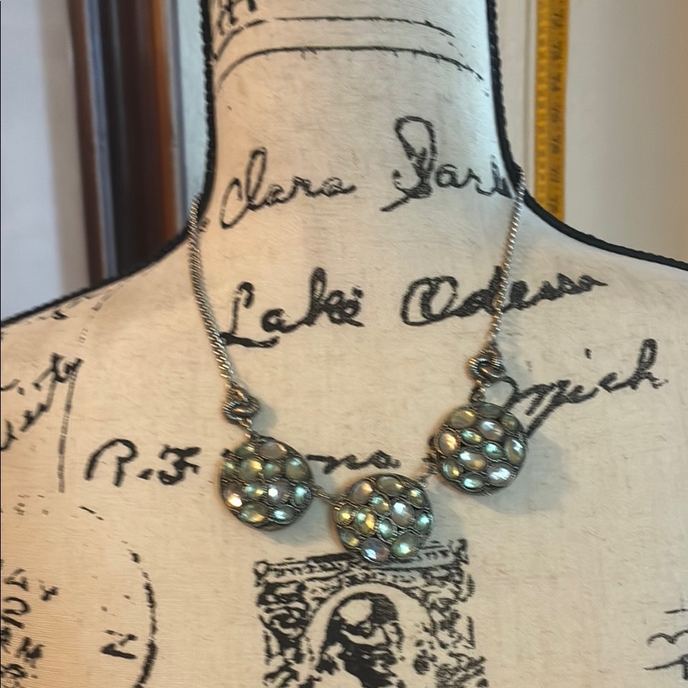 Elegant Silver and Green Necklace-had a butterfly on logo